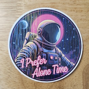 Holographic Spaceman Vinyl Sticker: Retro Space Art, Waterproof Decal
