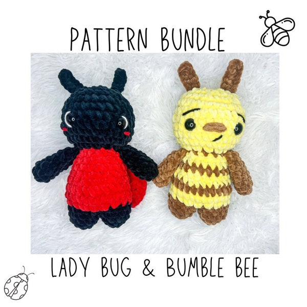 Pattern Bundle- crochet lady bug, crochet bumble bee, crochet pattern, amigurumi bug pattern, amigurumi garden, amigurumi spring, spring