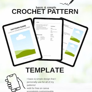 Crochet pattern template- basic and simple crochet pattern template, crochet pattern design template, canva crochet pattern template
