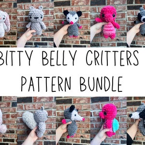 PDF- bitty belly critters pattern bundle, woodland crochet pattern, forest crochet pattern, amigurumi, crochet pattern