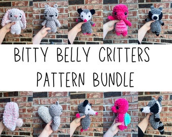 PDF- bitty belly critters pattern bundle, woodland crochet pattern, forest crochet pattern, amigurumi, crochet pattern