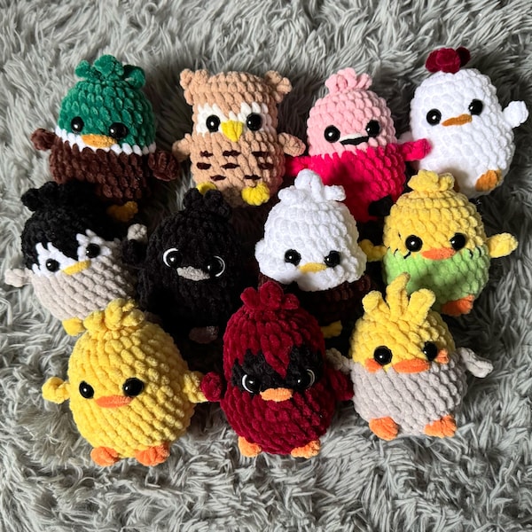 Patron PDF - Oiseaux au crochet, modèle au crochet, amigurumi, oiseau, modèle amigurumi, sans couture, 11 en 1