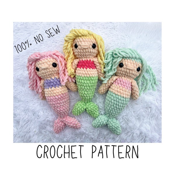 Crochet Mermaid Pattern, amigurumi mermaid, ocean crochet pattern, crochet pattern, amigurumi, no sew crochet, the little mermaid