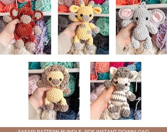 safari BUNDEL | amigurumi-safaripatroon, laag naaiwerk, haakpatroon, haken, safari, gehaakt safaripatroon, patroon, pdf