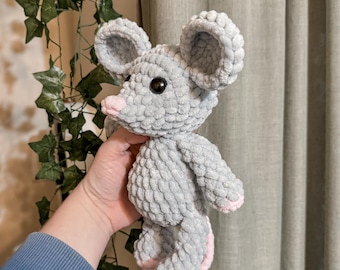meadow the mouse- crochet mouse, mouse pattern, raccoon amigurumi, pattern, amigurumi, low sew crochet pattern