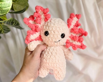 itty belly axolotl- crochet axolotl, axolotl pattern, axolotl amigurumi, pattern, amigurumi, low sew crochet pattern