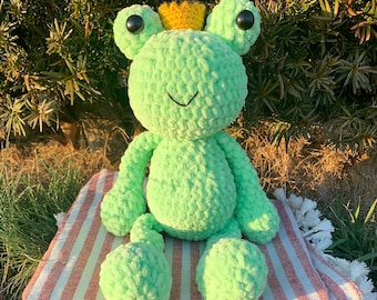 Crochet Frog Pattern- frog amigurumi, crochet frog, frog pattern, crochet pattern, spring crochet pattern, frog prince crochet pattern