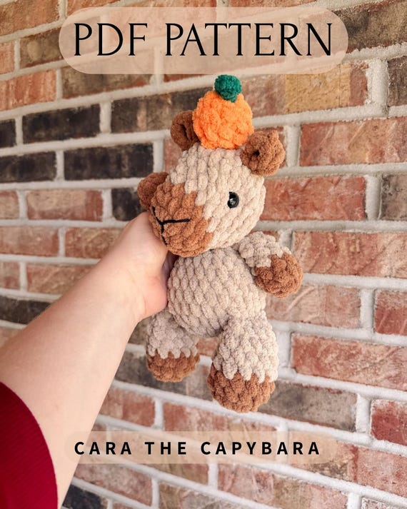 Cara the capybara | amigurumi capybara pattern, no sew, low sew, crochet pattern, crochet, crochet capybara, PDF