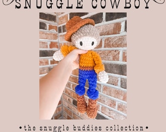 Cowboy Snuggle Buddy- crochet lovey pattern, crochet snuggler pattern, western crochet pattern, cowboy crochet pattern, cowboy lovey pattern