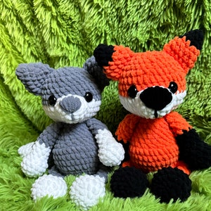 Crochet fox and wolf pattern, crochet fox pattern, crochet wolf pattern