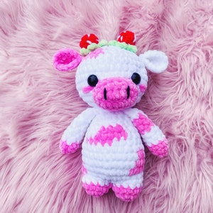 PDF cow crochet pattern, cow amigurumi, strawberry cow pattern, mini crochet, fast crochet pattern, amigurumi pattern, crochet pattern