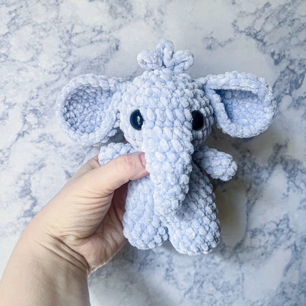 Crochet baby elephant pattern- amigurumi crochet elephant pattern, safari crochet pattern, no sew crochet