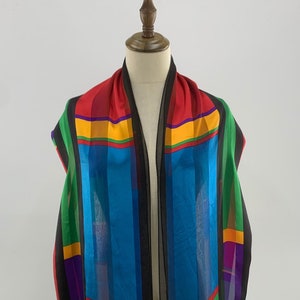 Vintage Authentic Yves Saint Laurent YSL Stole Silk long Scarf Muffler Shawl Neck wear Head scarf