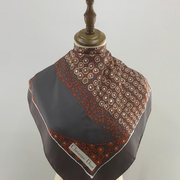 Vintage Authentic Christian Dior Silk Scarf Babushka Square Scarf Head Scarf Head Wrap Accessories Hijabs