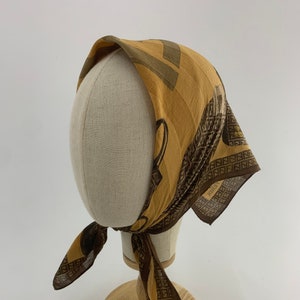 Vintage Authentic Fendi Brown Scarf Babushka Handkerchief Bandana Mini Scarf Head Scarf Head Wrap Accessories Rare