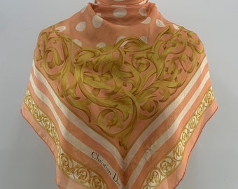 Vintage Christian Dior Silk Scarf Babushka Shawl Square Scarf