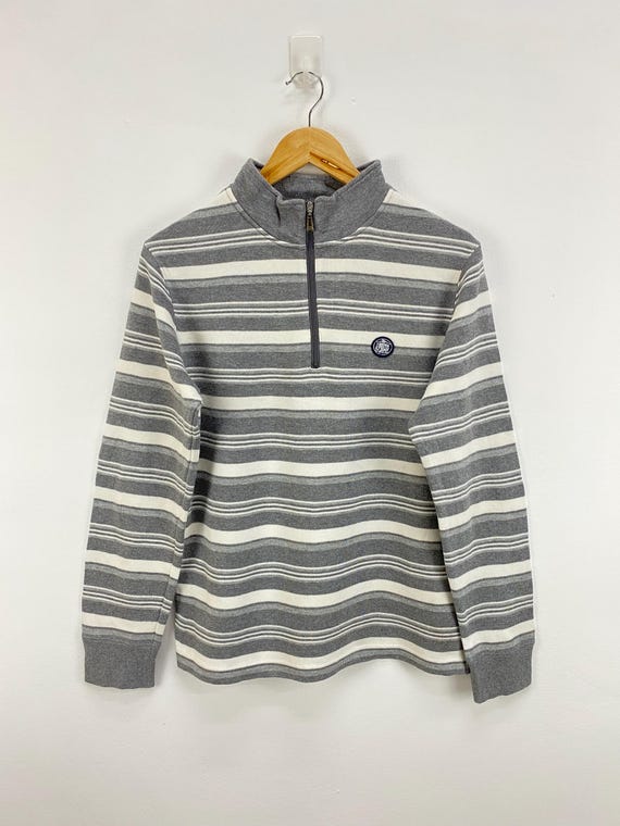 J.Press, Vintage J Press Striped Grey zipper Sweater Sweatshirt