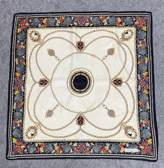 Vintage Andre Gerrard London Silk Scarf neckwear Babushka Square Scarf