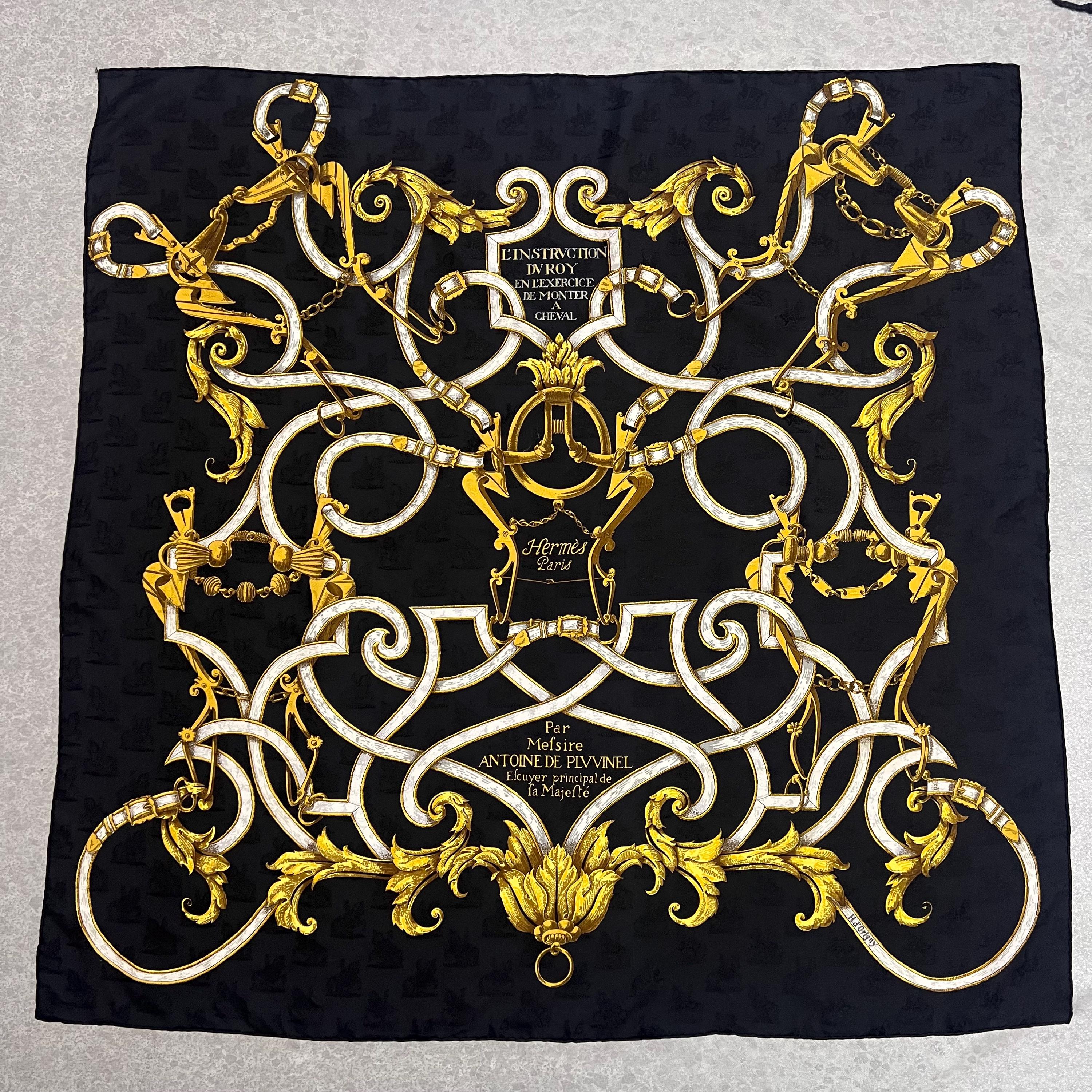 Vintage Hermes L'instruction Du Roy by Henri D'origny Silk Scarf