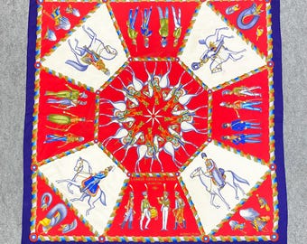 Foulard Carré Hermès Ali Baba P. Peron 1ère édition 1972 - Soie Jaune, 90 Cm
