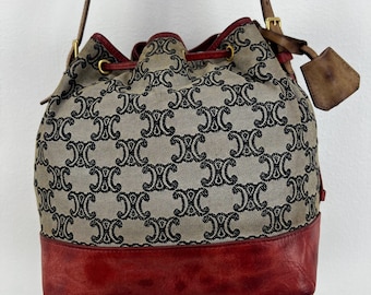 Vintage Celine Monogram Bucket Drawstring Bag