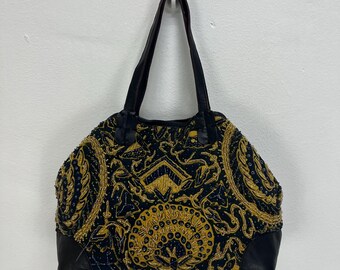 Vintage Perlentasche Leder Tote Schultertasche