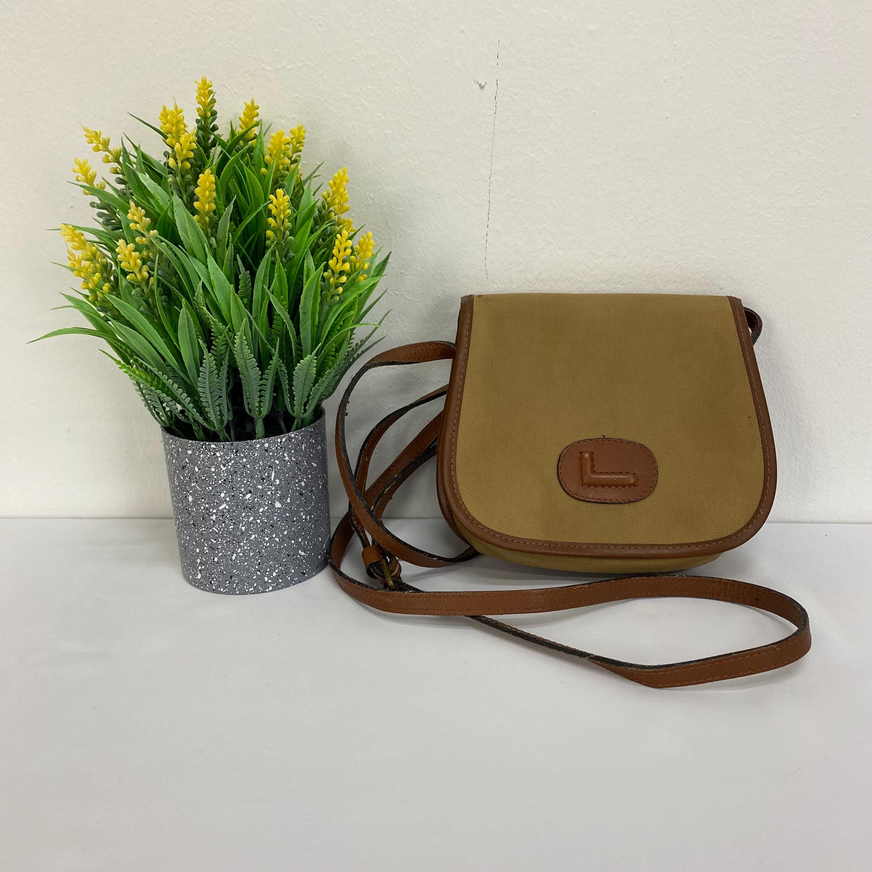 Vintage Lancel Mini Sling Bag Canvas Leather - Etsy