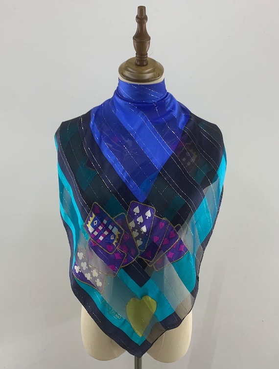 Foulard Vintage Louis Féraud 100% Soie - Motif Géométrique Multicolore, Occasion Bon état