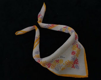 WOMEN HANDKERCHIEF CHRISTIAN DIOR Gold  YellowPolka Dot BANDANA COTTON Scarf 18” Women Handkerchief Christian Dior Gold Yellowpolka Dot  main image 2