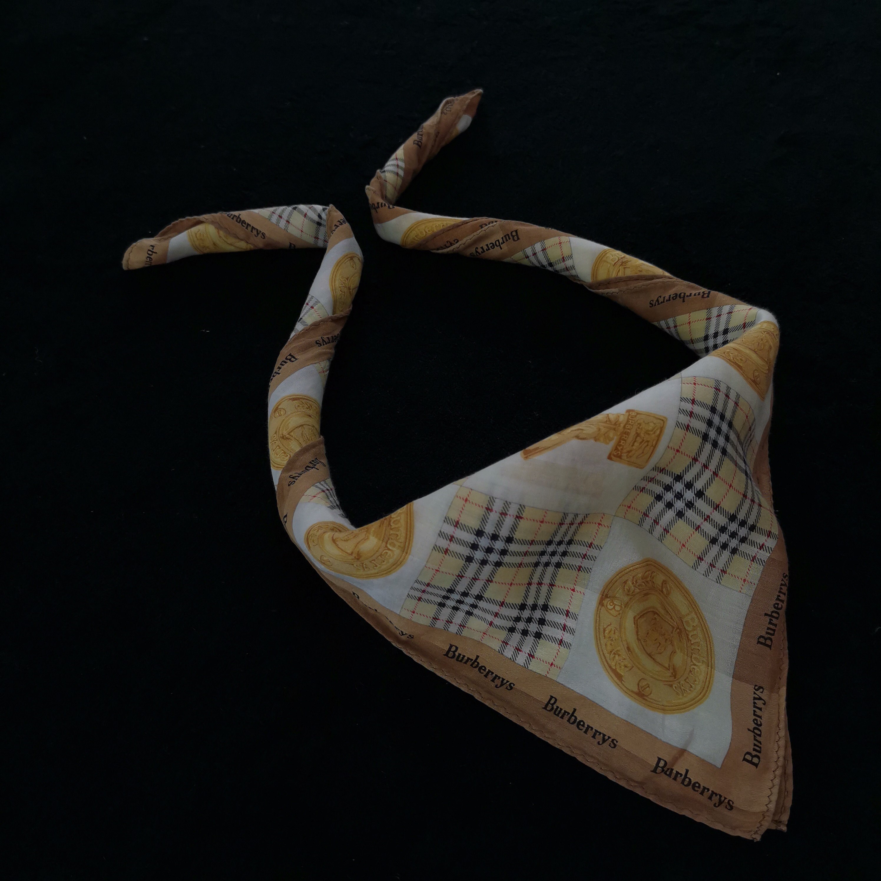Vintage Burberry Neckwear , Vintage Burberry Neckerchief, Vintage Burberrys Babushka, Vintage Burberry Handkerchief, Vintage Burberrys Check