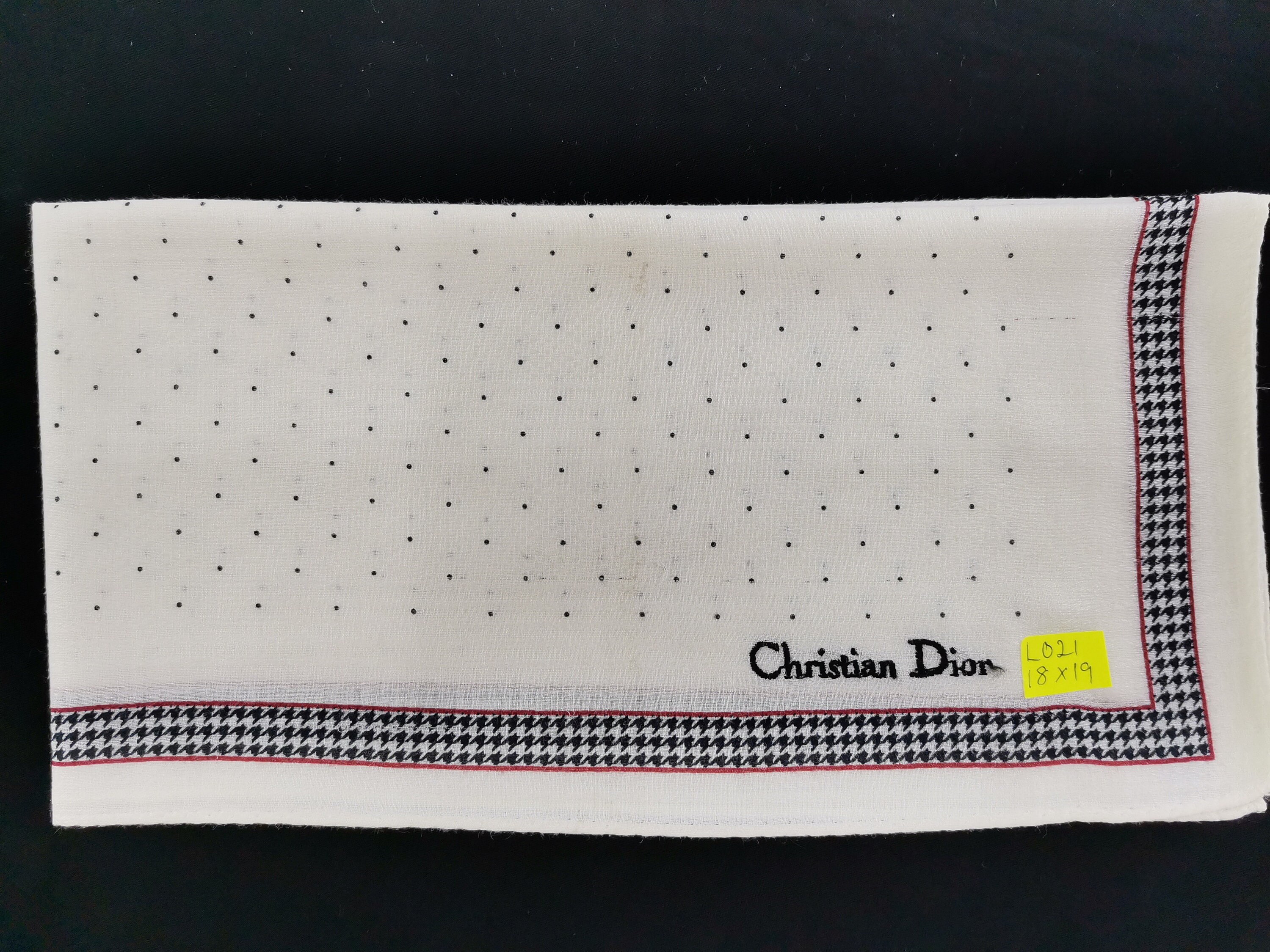 WOMEN HANDKERCHIEF CHRISTIAN DIOR Gold  YellowPolka Dot BANDANA COTTON Scarf 18” Vitamin D - yellow square silk scarf with geometric polka  main image 2