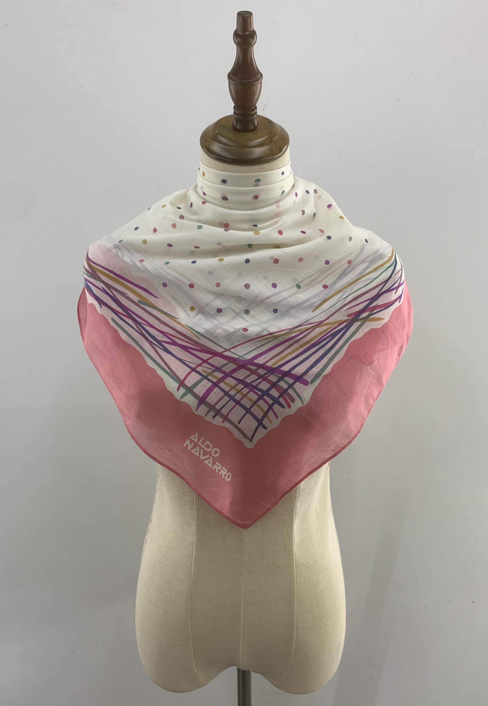 Vintage Aldo Navarro Authentic Silk Scarf Neckwear Babushka Hijab