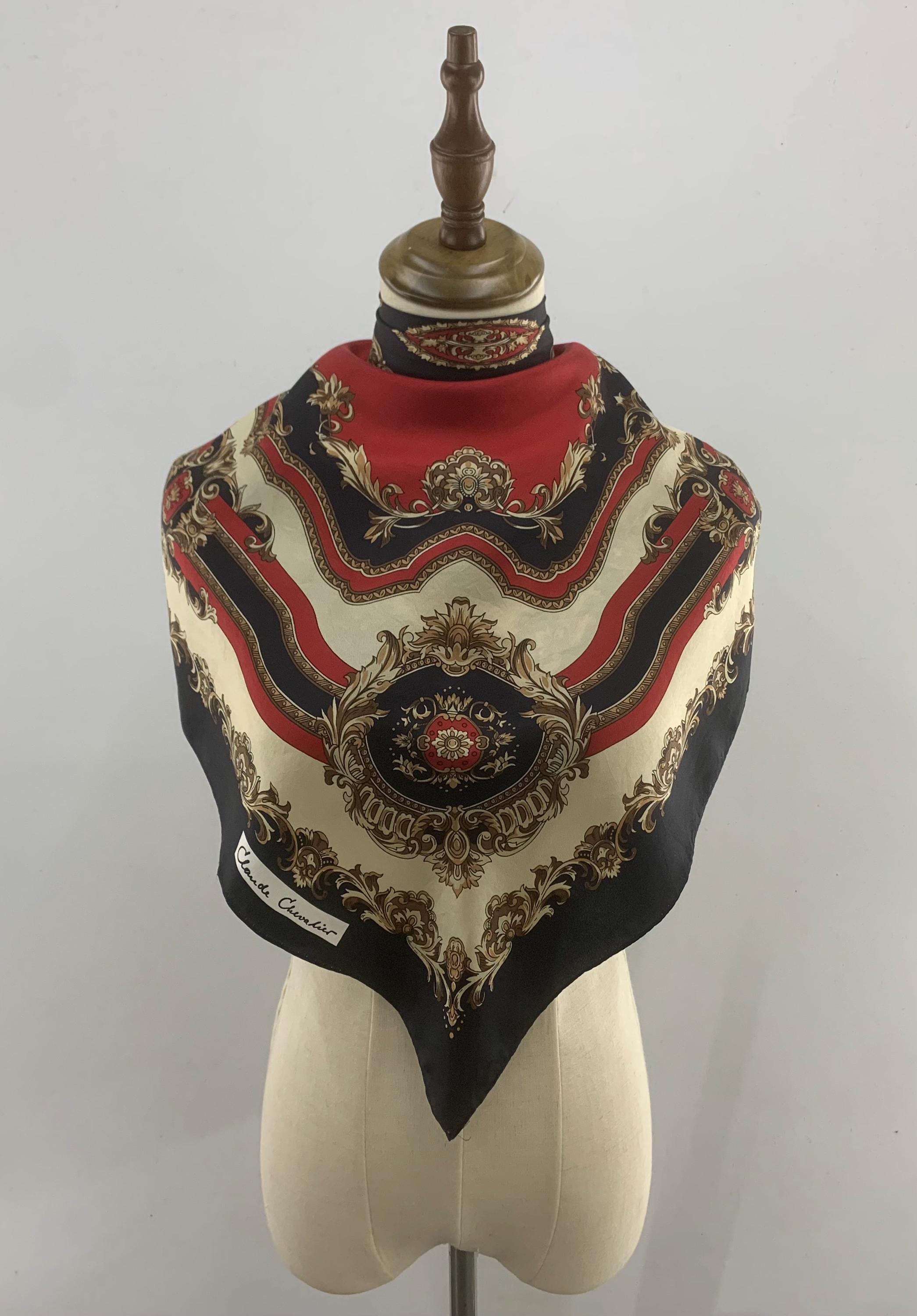 Vintage Vintage Black Silk Scarf Neckwear Babushka Hijab Square