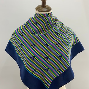 Vintage Silk Scarf, Vintage Shawl, Vintage Square Scarf, Vintage Stripe Body Wrap