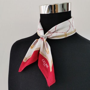 Vintage Celine Handkerchief, Vintage Celine Bandana, Vintage Celine Pocket Square, Neckerchief Celine