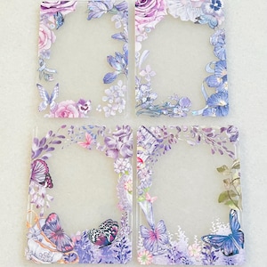 Decorated Toploader (Purple Flower Theme) for KPOP & Anime Photocards, Polaroids / Photo Display