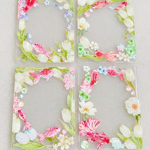 Decorated Toploader (Goldfish and Flower Theme) for KPOP & Anime Photocards, Polaroids / Photo Display