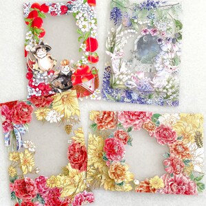 Toploader decorado em 3D (tema de flores) para cartões de fotos KPOP e anime, Polaroids / exibição de fotos