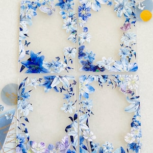 Decorated Toploader (Blue Lily Theme) for KPOP & Anime Photocards, Polaroids / Photo Display