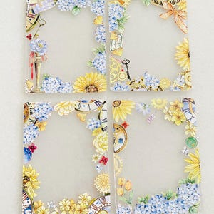 Decorated Toploader (Clock and Flower Theme) for KPOP & Anime Photocards, Polaroids / Photo Display