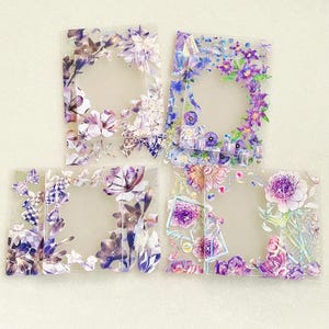 3D Decorated Toploader (Purple Flowers Theme) for KPOP & Anime Photocards, Polaroids / Photo Display