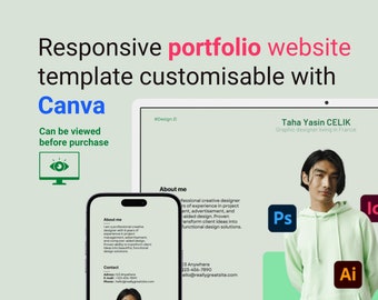 Canva - Responsive portfolio website template customizable with Canva - Your online CV integrated to your website - for designers / artists