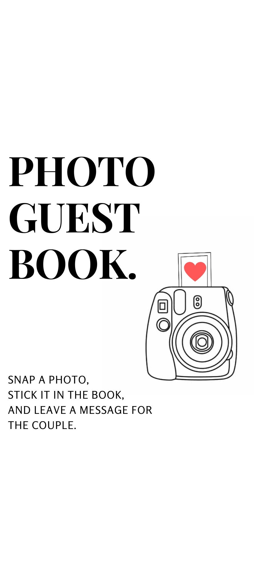 Polaroid Guest Book Wedding Sign Digital Print PDF Only Etsy