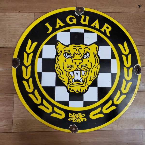Pre-owned Jaguar Porcelain Enamel sign 12 Inches Round