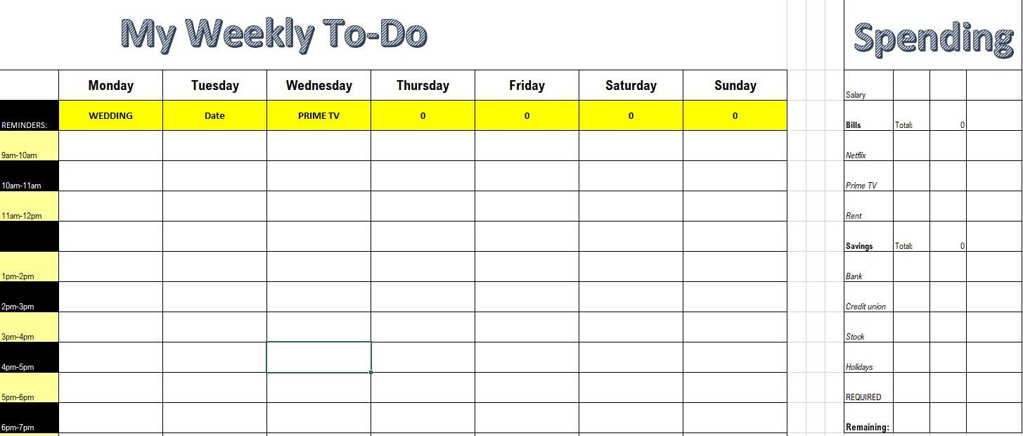 Weekly/ Yearly Organizers on Excel - Etsy