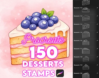 150 Procreate Dessert Stempel, Procreate Dessertpinsel für Food Illustrationen & Menügestaltung, Kuchen Gebäck Zeichnung