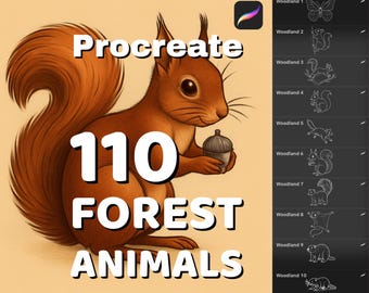 110 Waldtier Stempel für Procreate, Waldtiere Procreate Pinsel, Natur Illustrations Kit