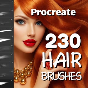 230 Hair brushes, Procreate brush bundle, iPad brushes, Hairstyle stamps, Hair brushset, Curls brushes, Digital brush, Portrait brushes pack