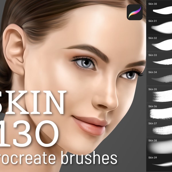 130 Skin Procreate Pinsel, iPad Pinsel, Procreate Hauttextur, Poren Pinsel, Sommersprossen Pinsel, Hautretusche, Digital Portrait Pinsel Set