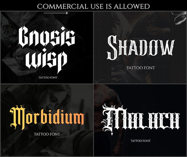 1290 Gothic lettering stamps, Procreate fonts for Tattoo & Streetwear design, Procreate calligraphy kit
